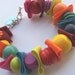 Handmade Wood Beaded and Fabric Bracelet