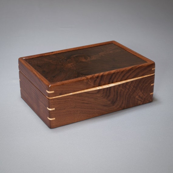 Wood Mens Box and Keepsake Box. Walnut with by MountainViewWood