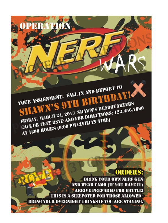 Free Printable Nerf Birthday Party Invitations 7