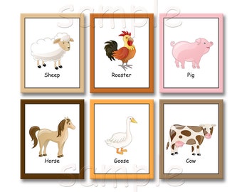 Farm Animals Artwork ALL 6 Prints 8x10 Art Prints Farm Animals Nursery ...