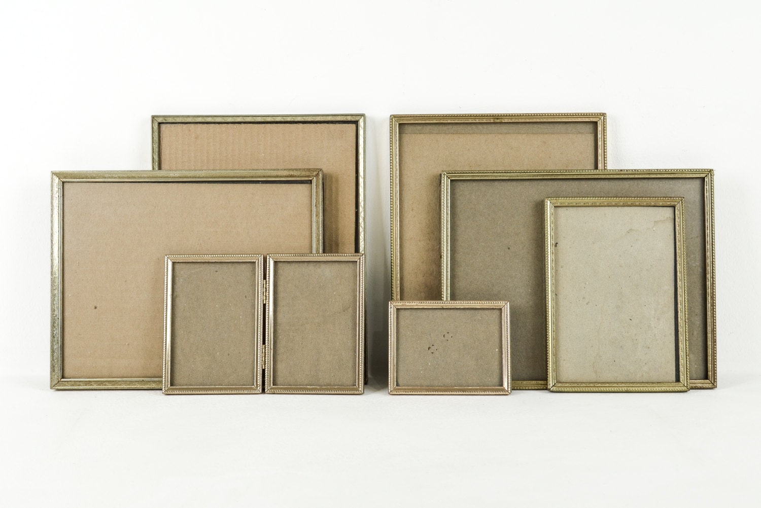 Collection of Vintage Brass Frames Set of 7 / Frame Gallery