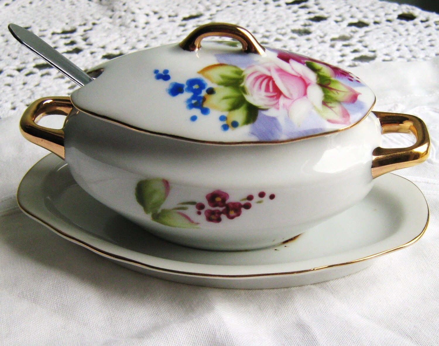 Lefton China Miniature Soup Tureen Covered Dish
