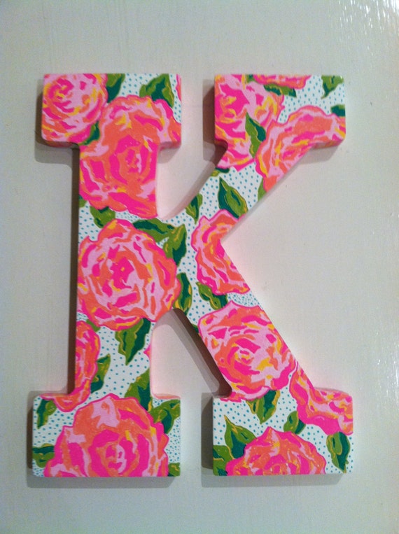 Handpainted floral wooden letter