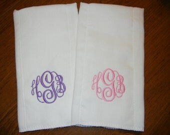 Monogrammed Burp Cloths - Set of 2