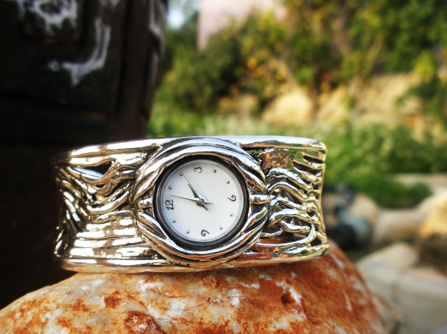 silver cuff watch