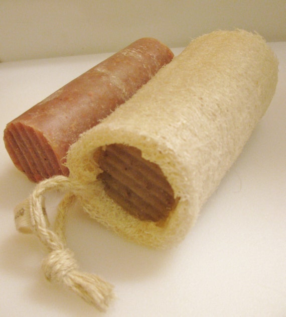 Loofah Soap Sponge with refill bar by soapbysandra on Etsy