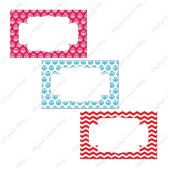 INSTANT DOWNLOAD Printable Labels Chevron and Damask