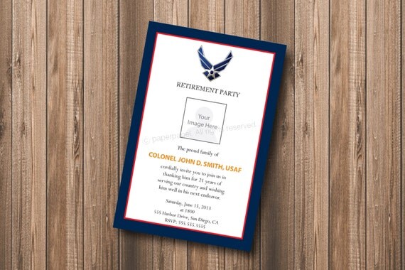 Military Navy Army Marines Air Force Coast Guard Retirement Invitation (all branches available) - DIY Personalized Printable Invitation Il_570xn