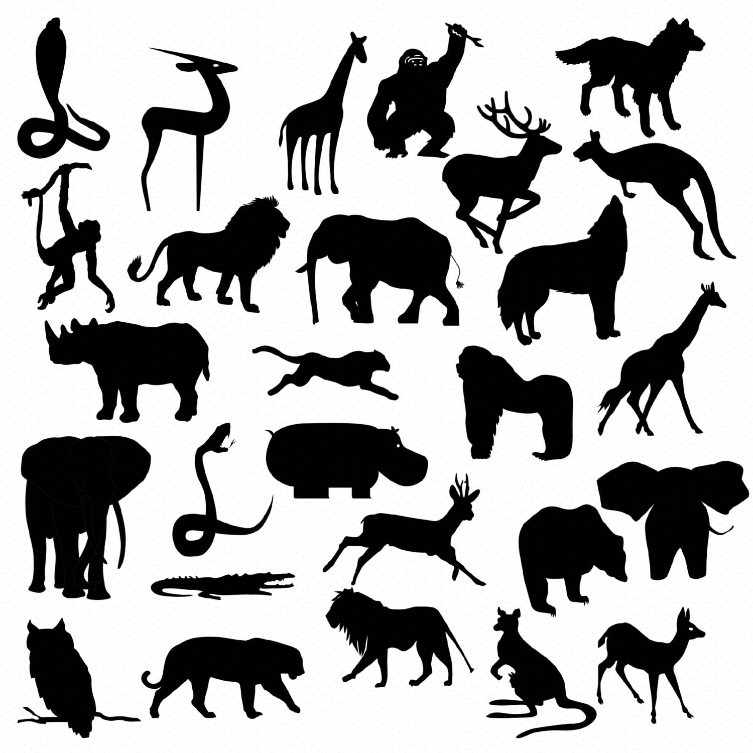 Safari Jungle Animal Silhouettes Clip Art-INSTANT DOWNLOAD 27