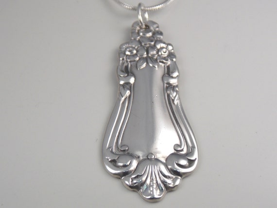 Spoon Necklace, HAND SCULPTED Vintage Silver Pendant, Spoon Pendant ...