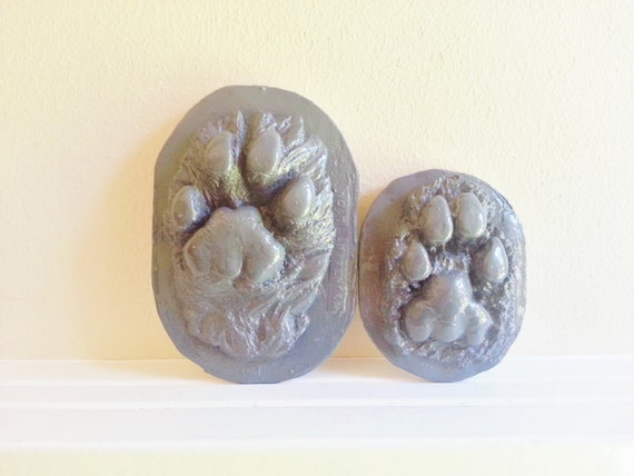 Mountain lion paw prints print castings by RedwoodStoneworks