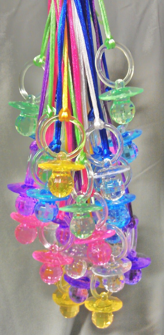 24 Pcs 2 1/2 Fancy Plastic Pacifier Necklaces