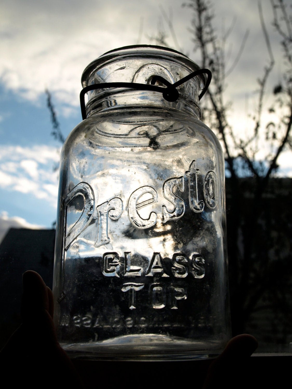 Vintage Presto Glass Top Mason Jar 1950s Antique Quart Mason