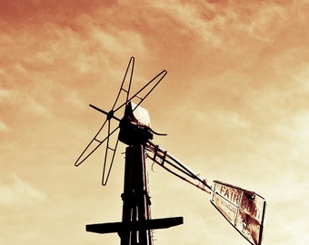 Rustic Photography, windmill, Fairbury windmill, rustic windmill, sunset, orange sky, rustic, amber, orange, black, Country Home Decor