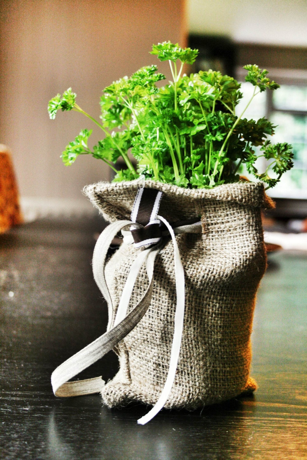 Hessian sacking plant herb pot covers with velvet linen and