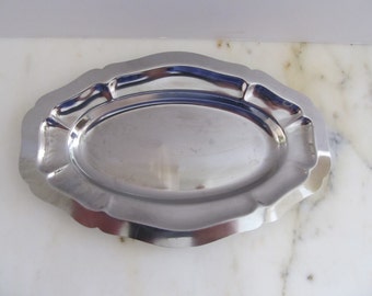 Vintage Inox Butter Plate, France, Stainless Steel, Stainless Steel Butter Plate, Butter Dish, Butter Plate, Stainless Steel Dishes, Platter
