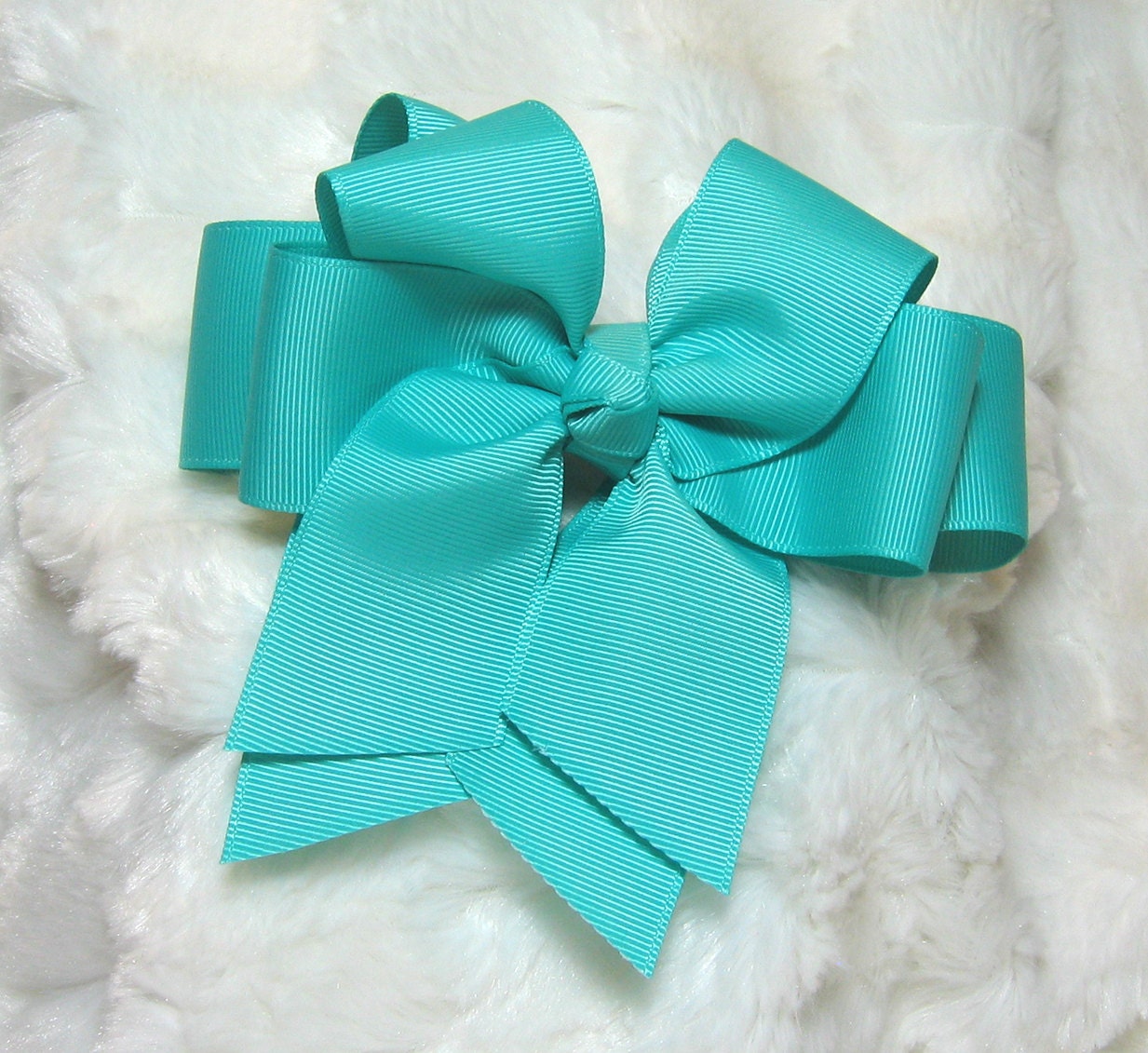 Hair Bows Large Teal Girls 5 inch Double Hair Bow with Teal