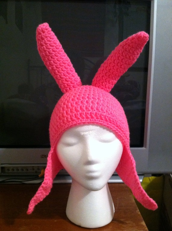 Louise Belcher inspired pink bunny ear beanie hat from