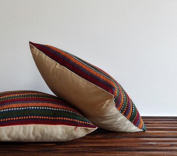 Modern Hand Woven Pillow Cover Striped Pillow Lumbar by pillowme