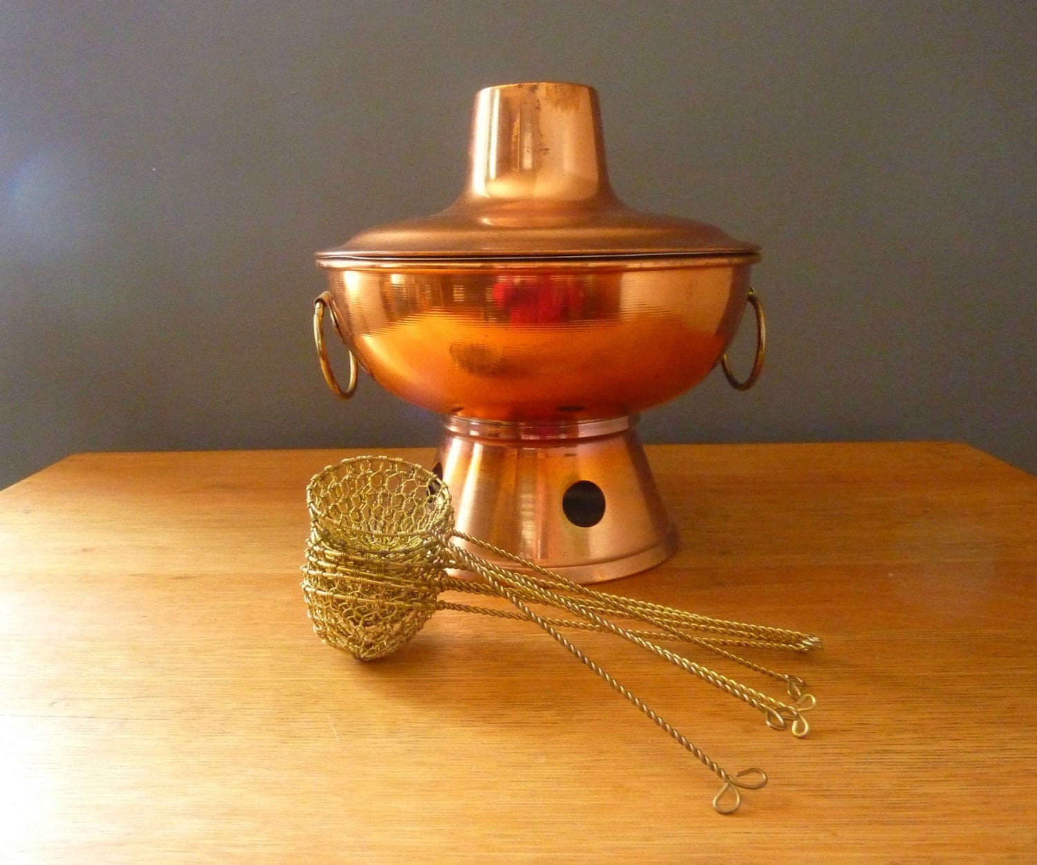 Authentic Mongolian Copper  Hot  Pot  Pre 1965 Mid Century 