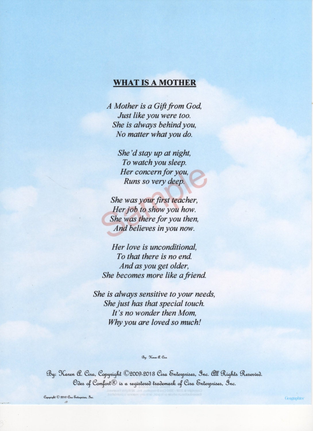 Five Stanza What Is A Mother Poem shown on