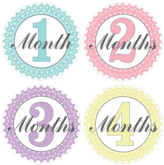 Fancy Pastel Printable Monthly Baby Stickers. Free Newborn