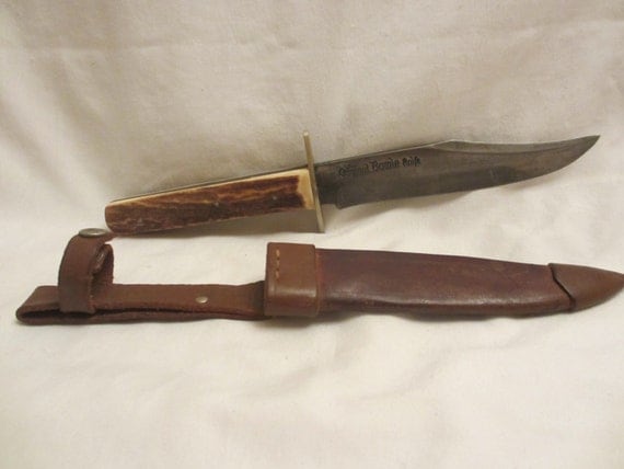 Hoffritz Original Bowie Knife Stag Handle and Leather Scabbard