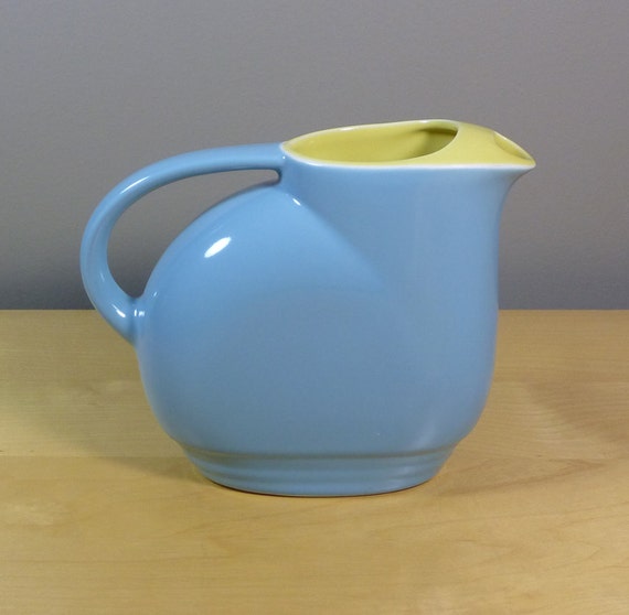 Hall China Co for Westinghouse 1940s blue and yellow water