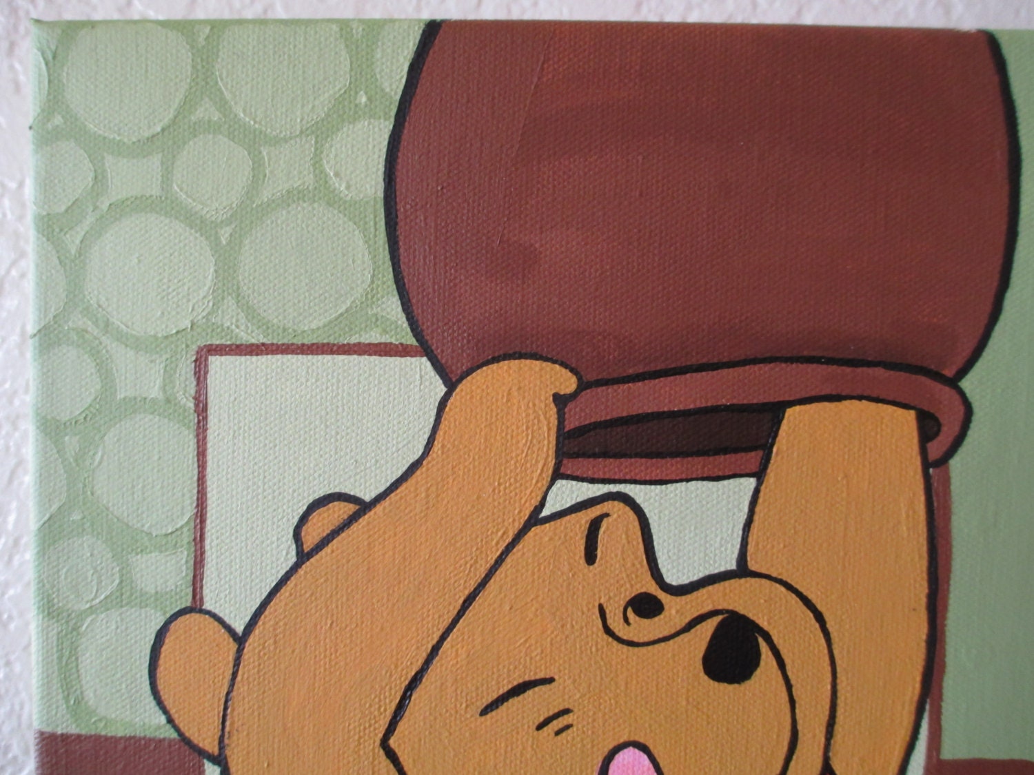 Winnie The Pooh Nursery Canvas in Green and Brown for Boy or