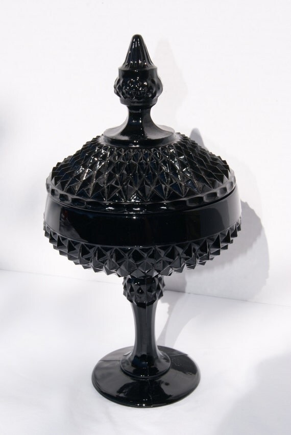 Items similar to Black Amethyst Glass Candy Dish Tiara Exclusive