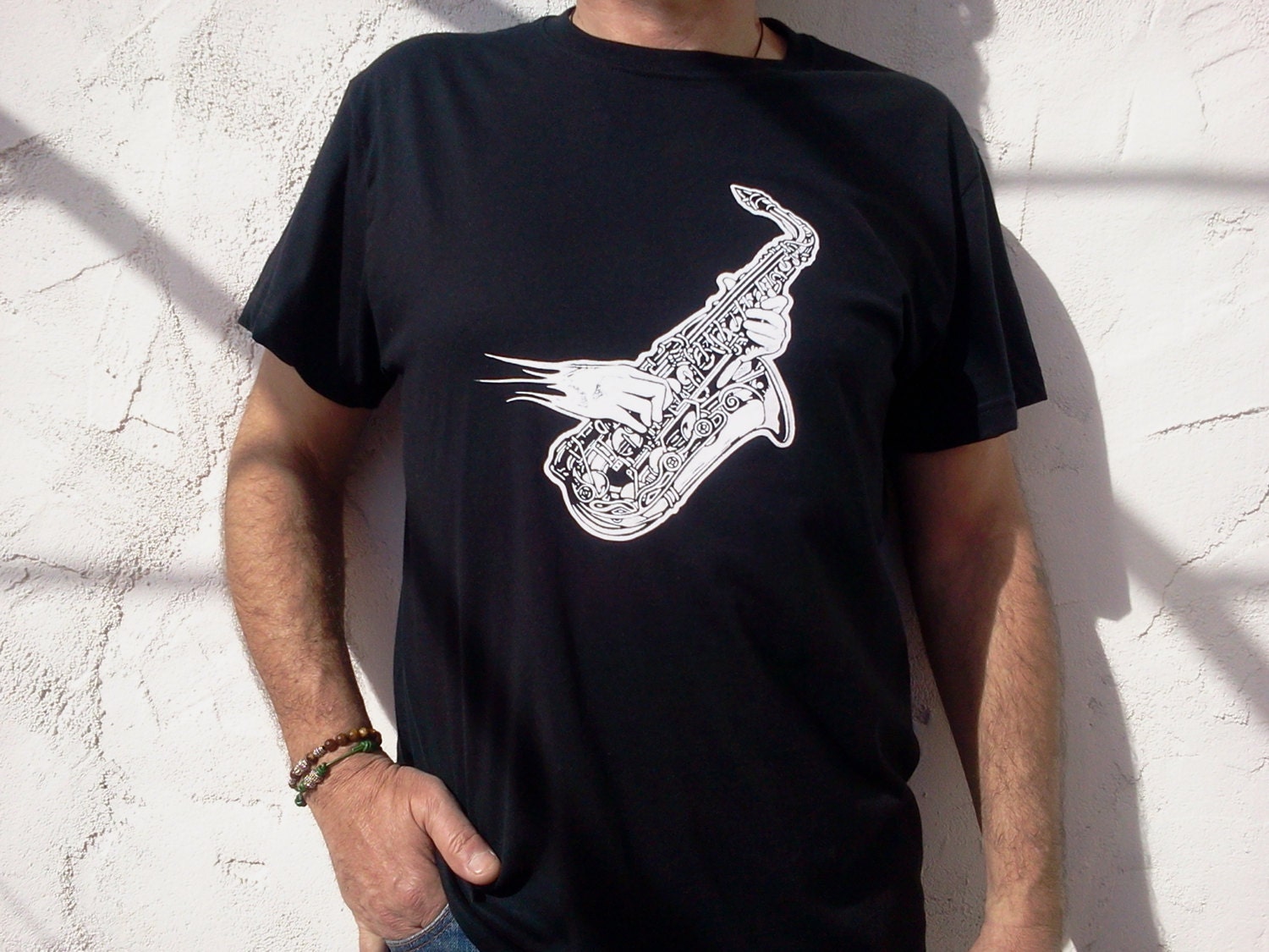 Items similar to Screen printed Saxophone t-shirt, men t shirt ...