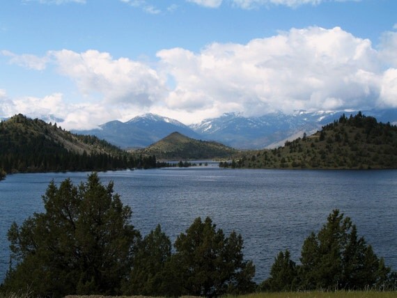 View of Lake Shastina CA blue lake cone shape by InspiredShots