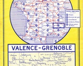 Vintage French Michelin Road Map of Grenoble
