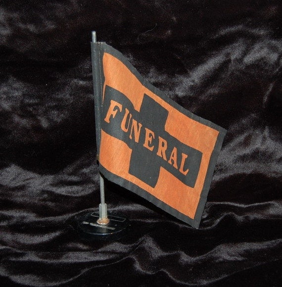 Vintage Funeral Home Procession Car Flag