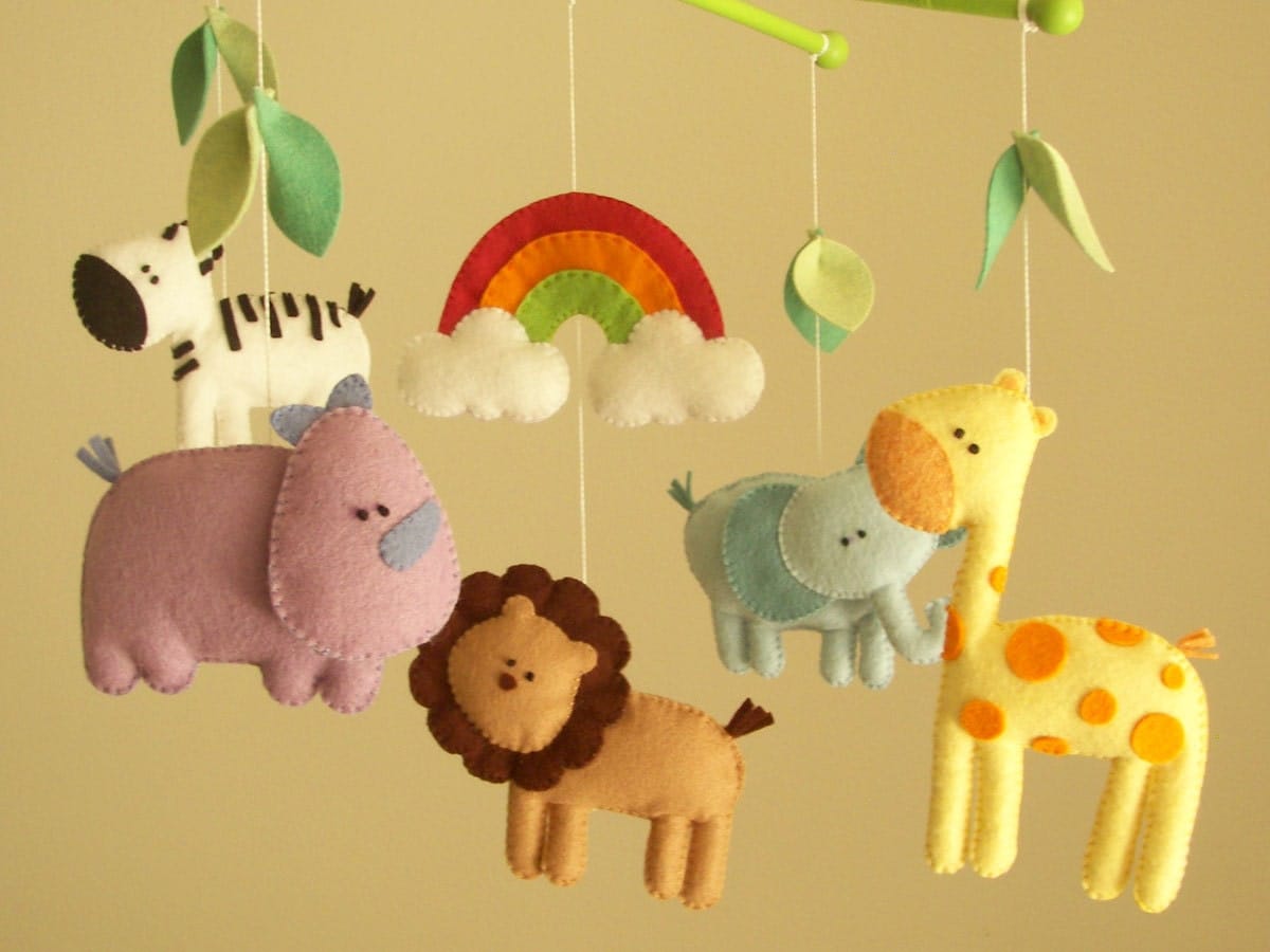 Baby crib mobile safari mobile animal mobile felt mobile