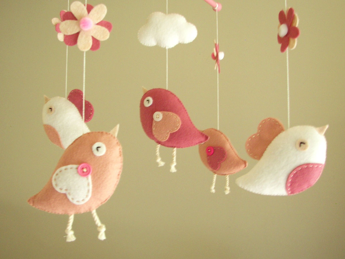 Baby crib mobile Bird mobile felt mobile nursery mobile