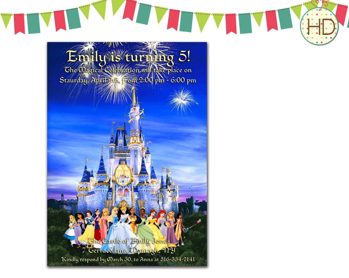 Disney Castle Birthday Invitations 1