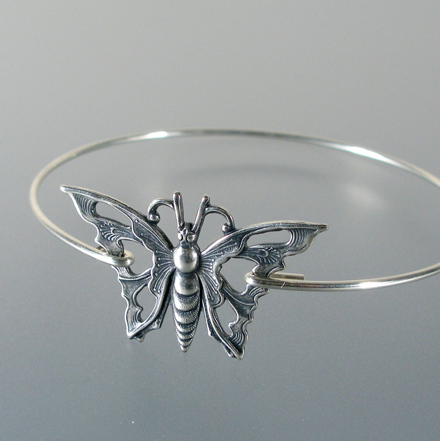 Butterfly Bangle Bracelet Silver Bangle Bracelet Butterfly