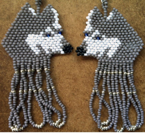 Beaded wolf earrings Clearance