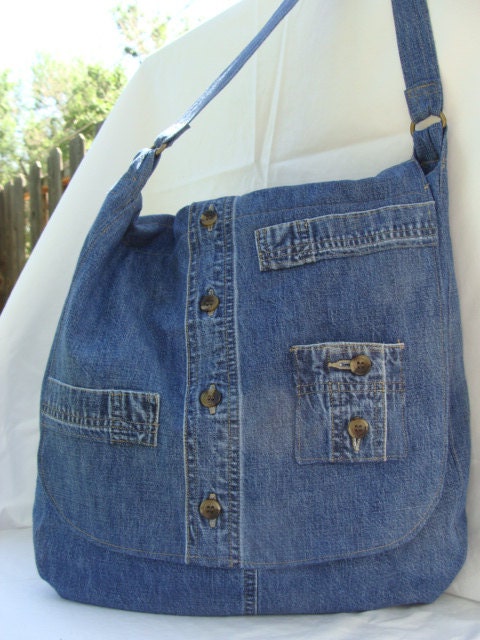 Repurposed skirt jean bag