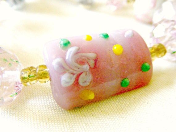 Shades of Pink Summer Glass Lampwork Bracelet