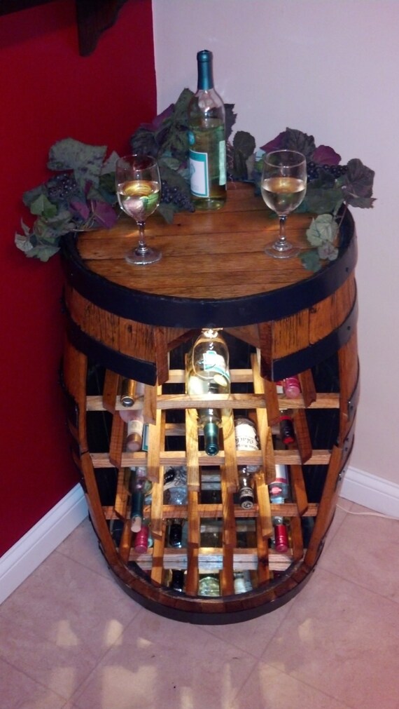 whisky barrel wine rack