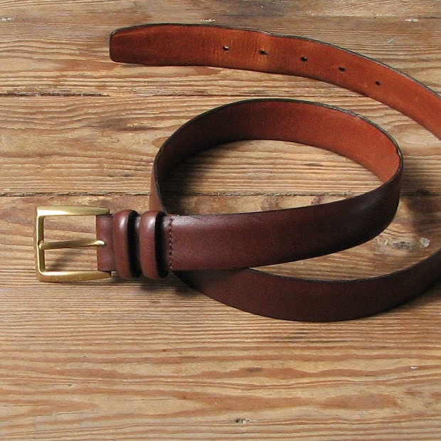 Vintage mens brown leather belt, genuine leather YVES SAINT LAURENT ...