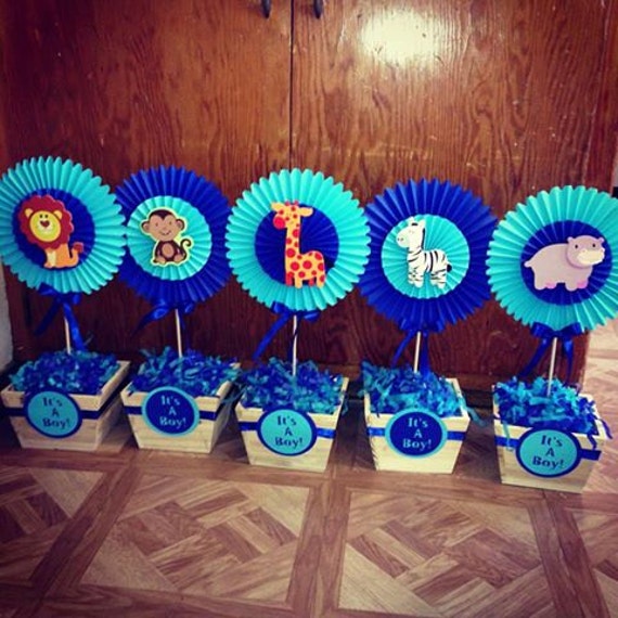 Items similar to Rosette safari baby shower centerpieces ...