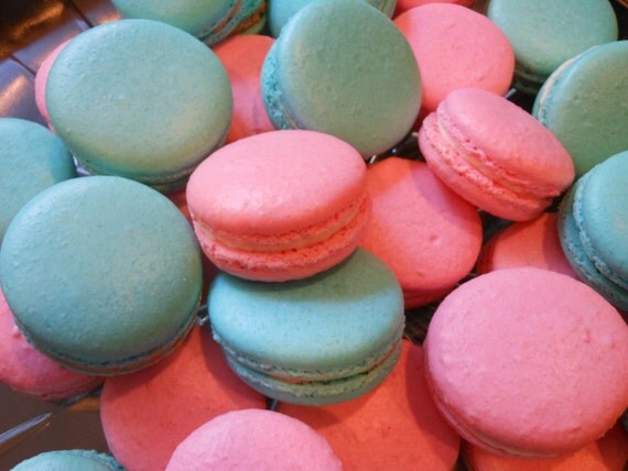 24 Gluten Free Baby Shower French Macarons Pink or by Pamelascakes