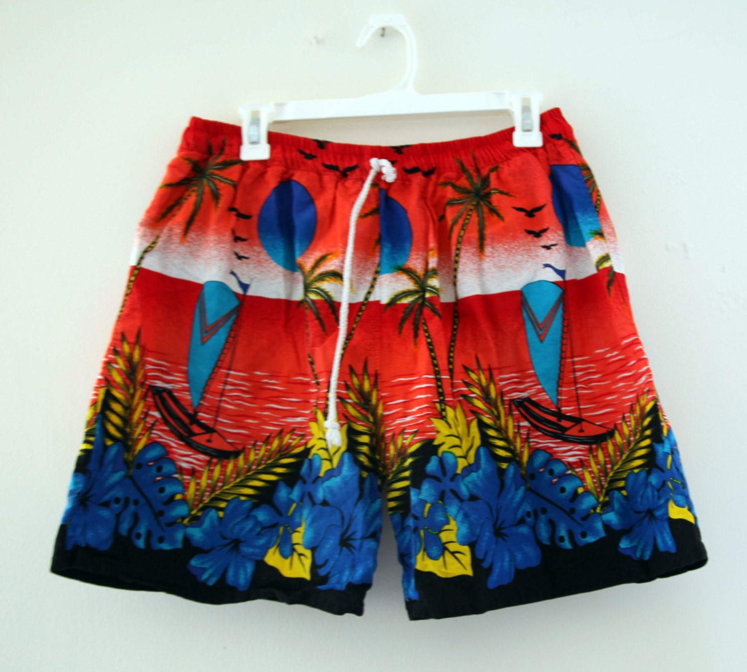 Vintage 80s mens Hawaiian Bermuda swim trunks shorts jams