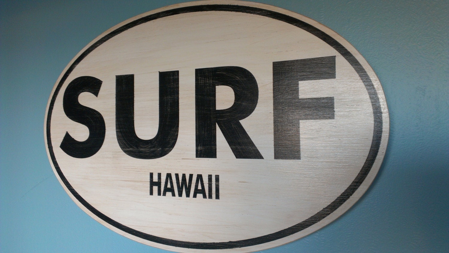 Euro Oval Wood Surf Sign Decor Decal Surf Hawaii Customization