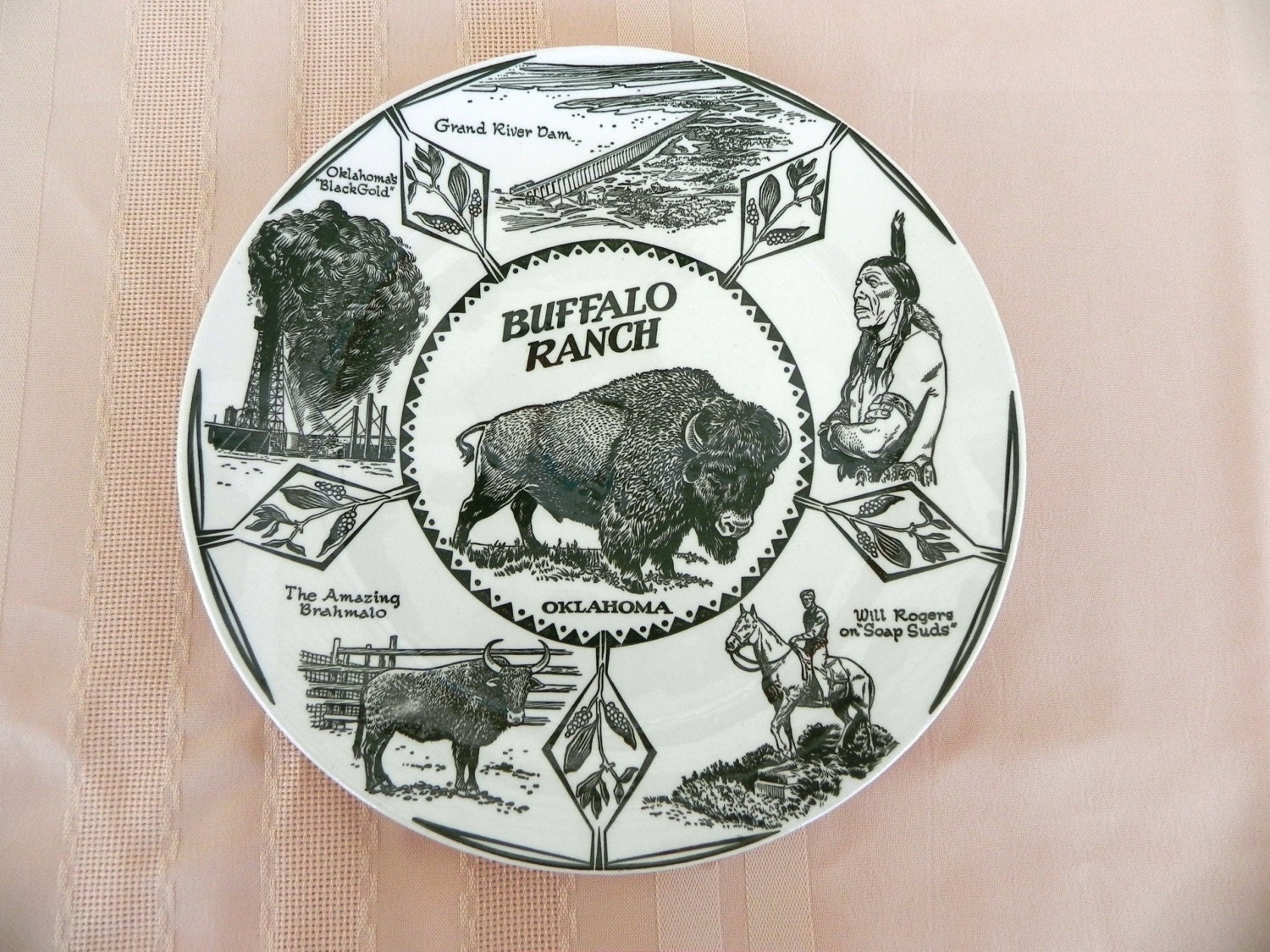 Vintage Buffalo Ranch Souvenir Plate