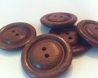 Wooden buttons, Handmade, Walnut, 1 3/8" diameter