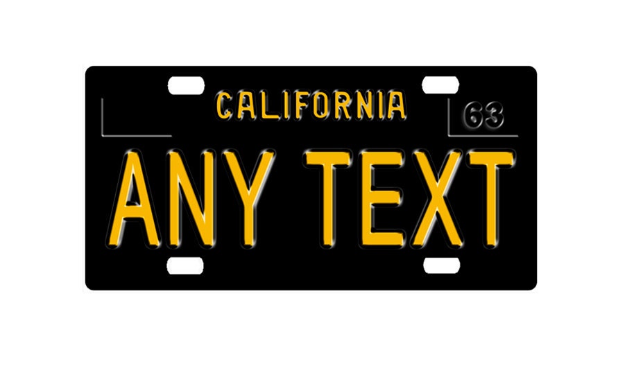 Custom personalized state license plate California 1963
